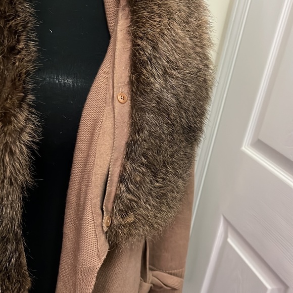 Banana Republic Disco Chunky Faux Fur Collar Long Knit Cardigan Outerwear XL - Picture 8 of 15
